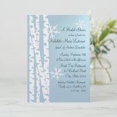 Birch Tree and Snowflakes Brautparty Ice Blue Einladung (Stehend Vorderseite)