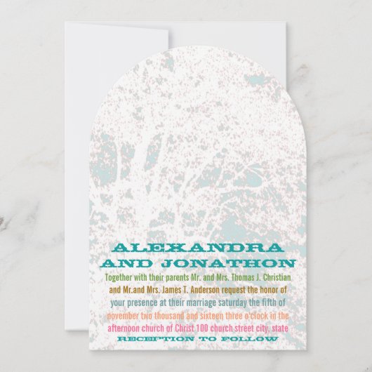 Birch Tree Aqua Blue Sky Playbill Schriftartes Wed Einladung (Vorderseite)