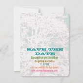 Birch Tree Aqua Playbill Schriftart Save the Date Einladung (Vorderseite)
