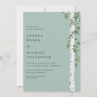 Birch Tree Aspen Greenerity Sage Wedding Einladung