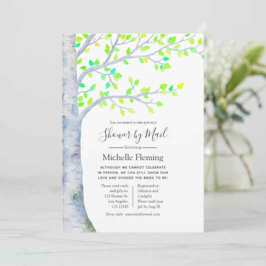 Birch Tree Baby oder Brautparty per Mail Einladung (Stehend Vorderseite)