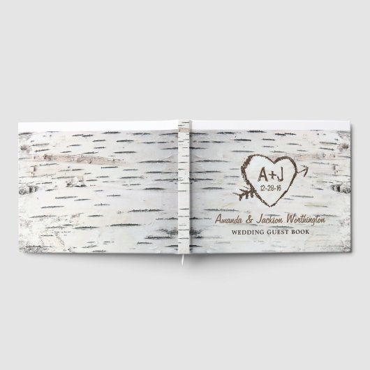 Birch Tree Bark Country Rustic Wedding Guest Book Gästebuch (Voll)