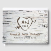 Birch Tree Bark Country Rustic Wedding Guest Book Gästebuch (Vorderseite)