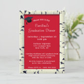 Birch Tree Bark Frame Red Dinner Cap Abschluss Einladung (Stehend Vorderseite)