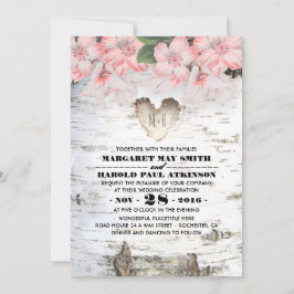 Birch Tree Bark Herz Rustikale Hochzeit Einladung