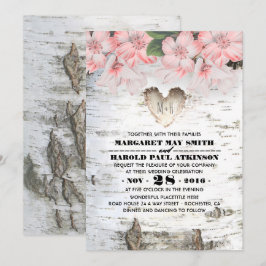 Birch Tree Bark Herz Rustikale Hochzeit Einladung
