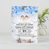 Birch Tree Bark Herz Rustikale Hochzeit Einladung (Stehend Vorderseite)