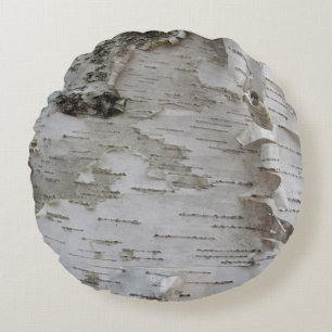 Birch Tree Bark Peeled Old Foto Rundes Kissen