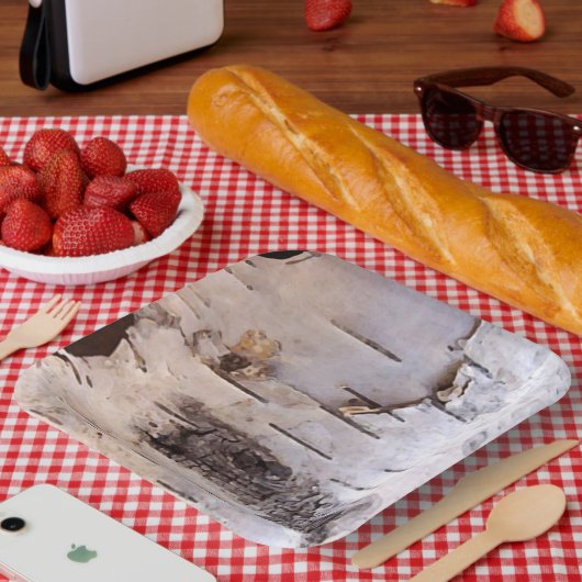 Birch Tree Bark Plate Pappteller (Picknick)