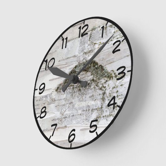 Birch Tree Bark Runde Wanduhr (Winkel)