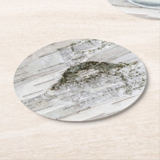 Birch Tree Bark Runder Pappuntersetzer (Angewinkelt)