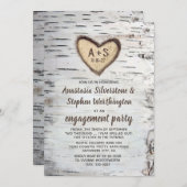 Birch Tree Bark Rustic Country Engagement Party Einladung (Vorne/Hinten)