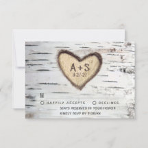 Birch Tree Bark Rustic Country Wedding RSVP Cards