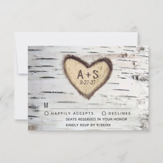 Birch Tree Bark Rustic Country Wedding RSVP Cards Karte (Vorderseite)