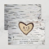 Birch Tree Bark Rustic Country Wedding RSVP Cards Karte (Vorne/Hinten)