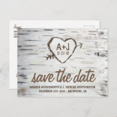 Birch Tree Bark Rustic Wedding Save the Date Cards Ankündigungspostkarte (Vorne/Hinten)