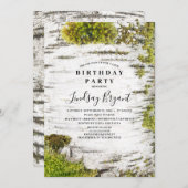 Birch Tree Bark Rustic Woodland Geburtstag Einladung (Vorne/Hinten)