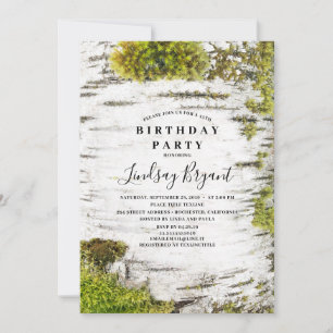 Birch Tree Bark Rustic Woodland Geburtstag Einladung