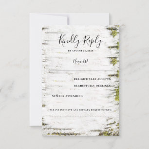 Birch Tree Bark Rustikale Hochzeit im Herbst UAWG RSVP Karte