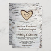 Birch Tree Bark Rustikales Land Hochzeitseinladung Einladung (Vorne/Hinten)