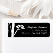 Birch Tree Birds Address Labels Black (Insitu)