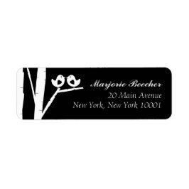 Birch Tree Birds Address Labels Black