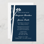 Birch Tree Birds Wedding Invitation - Blue Einladung (Vorne/Hinten)