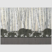 Birch Tree Black Bear Rustic Decoupage Seidenpapier (Vorderseite)