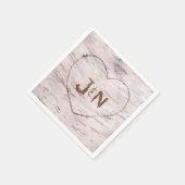 Birch Tree & Carved Heart Rustic Wedding Party Serviette (Ecke)