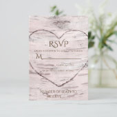 Birch Tree & Carved Heart Rustic Wedding RSVP (Stehend Vorderseite)
