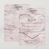 Birch Tree & Carved Heart Rustic Wedding RSVP Karte (Vorne/Hinten)