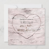 Birch Tree & Carved Heart Wedding Einladungen (Vorderseite)