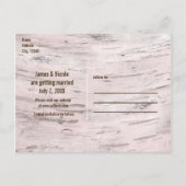 Birch Tree & Carved Heart Wedding speichern das Da Ankündigungspostkarte (Rückseite)