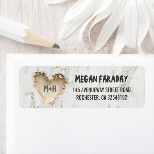 Birch Tree Carved Herz Rustikal (Insitu)