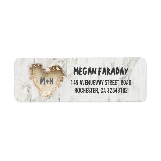 Birch Tree Carved Herz Rustikal (Vorne)