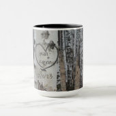 Birch Tree Custom Country Rustic Carved Heart Tasse (Zentrum)