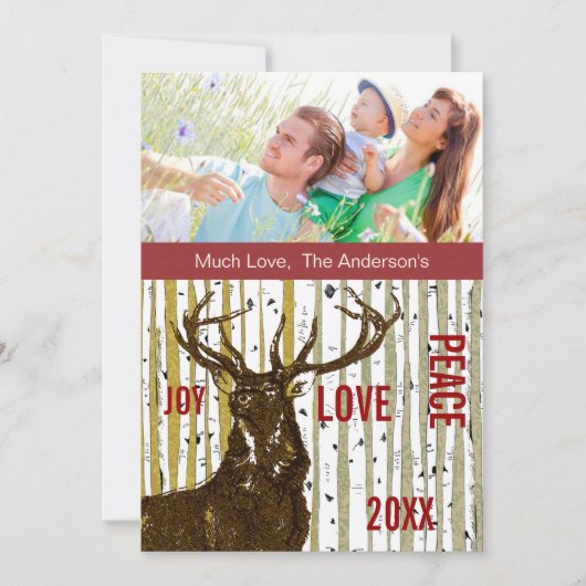 Birch Tree Deer Family Foto Card (Vorderseite)