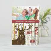 Birch Tree Deer Family Foto Card (Stehend Vorderseite)