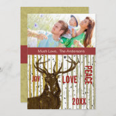 Birch Tree Deer Family Foto Card (Vorne/Hinten)