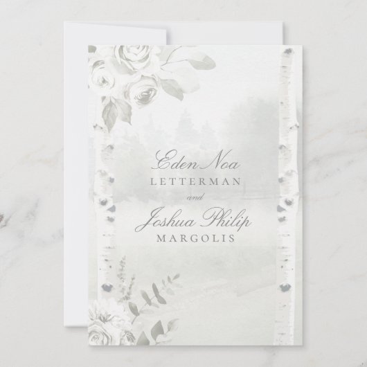 Birch Tree Forest Chuppah Wedding Einladung (Rückseite)