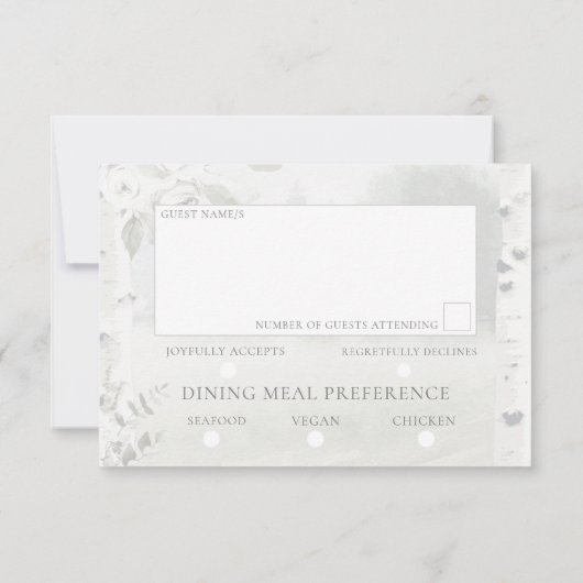 Birch Tree Forest Chuppah Wedding Meal Choice UAWG RSVP Karte (Rückseite)
