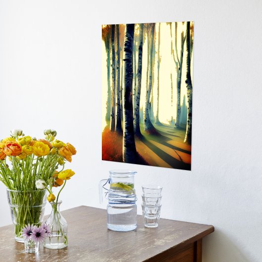 Birch Tree Forest in Daylight Foliendrucke (Ablage(Küche))