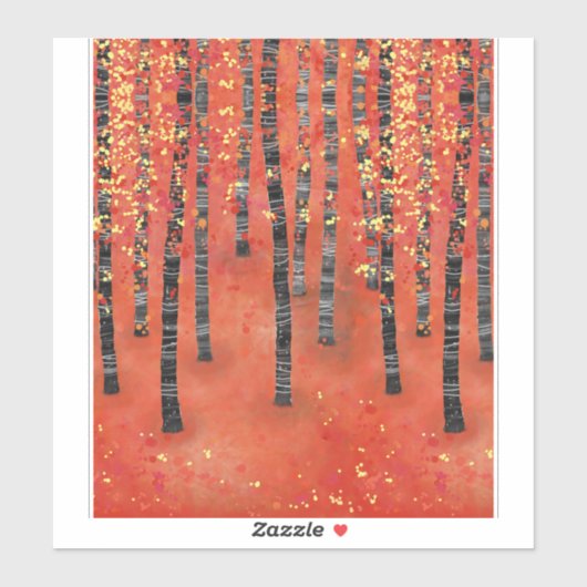 Birch Tree Forest Landschaft Aufkleber (Blatt)