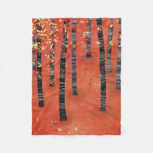Birch Tree Forest Landschaft Fleecedecke (Vorderseite)