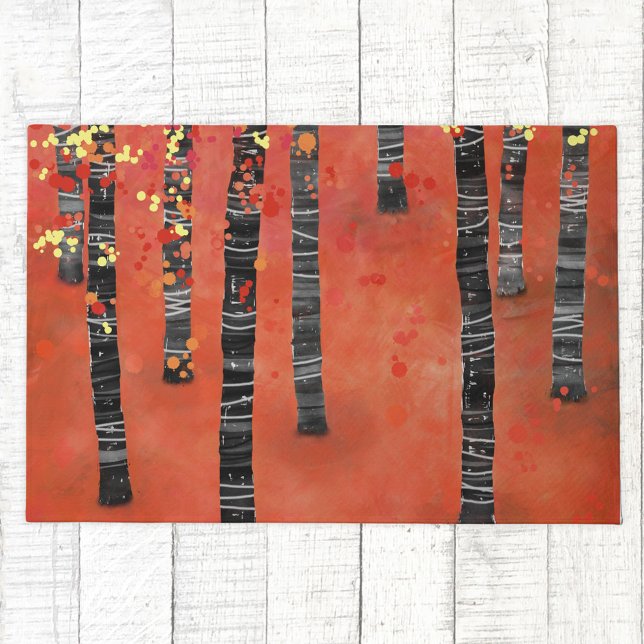 Birch Tree Forest Landschaft Fußmatte (Birch Tree Forest abstract art doormat)