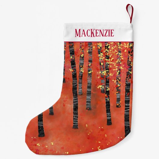 Birch Tree Forest Landschaft Kleiner Weihnachtsstrumpf (Rückseite)