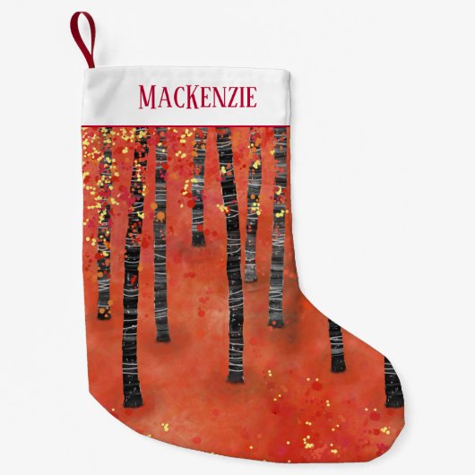Birch Tree Forest Landschaft Kleiner Weihnachtsstrumpf (Vorderseite)