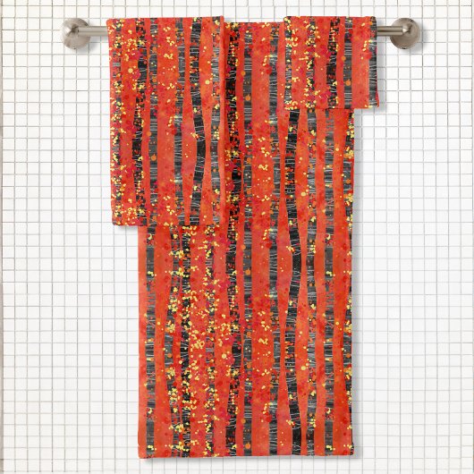 Birch Tree Forest Landschaftsbild Malerei Badetuch Badhandtuch Set