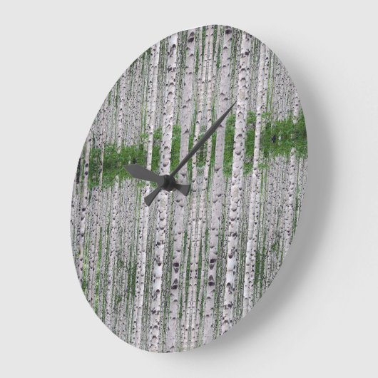 Birch Tree Forest Nature Große Wanduhr (Winkel)