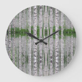 Birch Tree Forest Nature Große Wanduhr (Vorderseite)